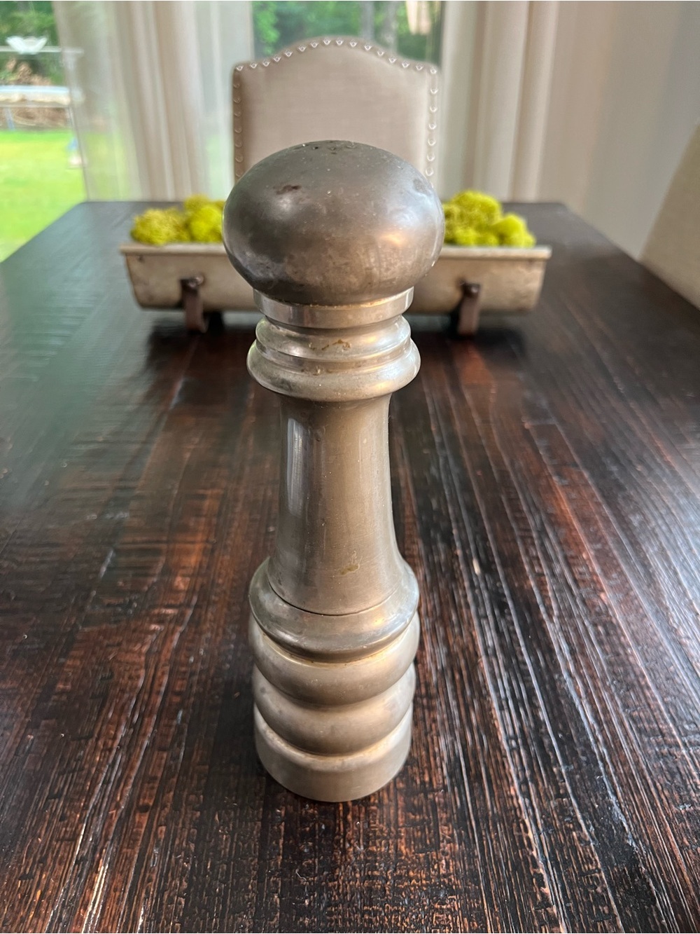 Vintage 'Garantito Tre Spade' Pewter Saltshaker & Pepper Grind Mill Combo- Italy